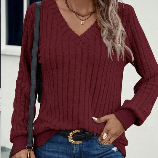 Mila | Women's V-Neck Sweatshirt With Long Sleeve and Winter Style