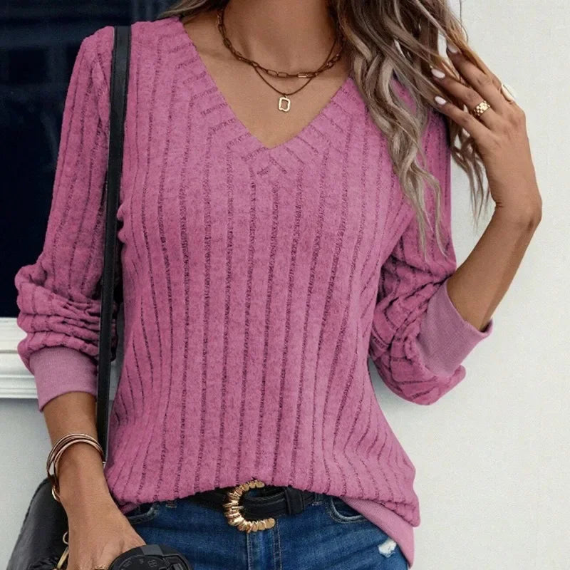 Mila | Women's V-Neck Sweatshirt With Long Sleeve and Winter Style